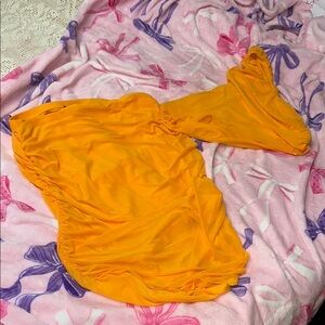 Vibrant Orange Mesh skirt set